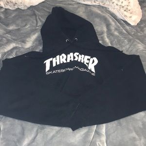 Black crop thrasher hoodie